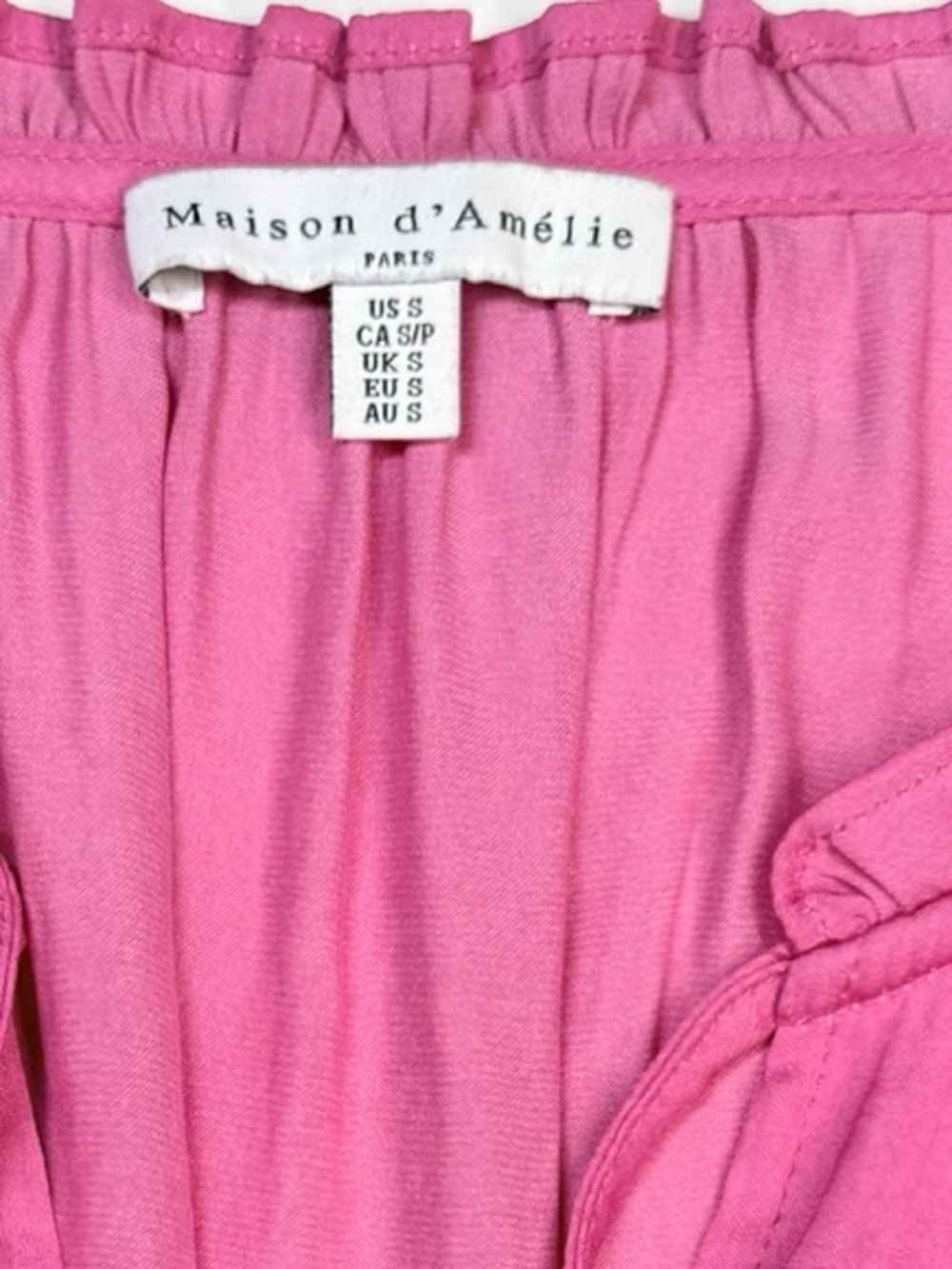 Anthropologie Maison d’Amélie Paris Pink Smocked Flutter Sleeve Blouse S - Picture 2 of 8